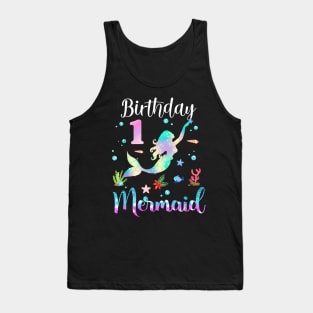 1 Year Old Birthday Mermaid Happy 1st Birthday Tank Top